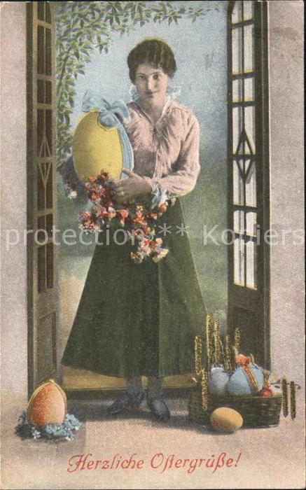 Ostern Easter Paques Frau Blumen Ostereier