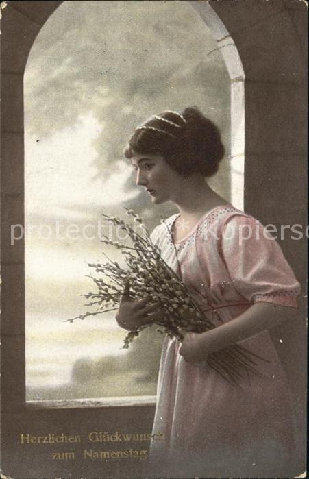 Namenstag Namenskarte Glueckwunsch Frau Weidenkaetzchen