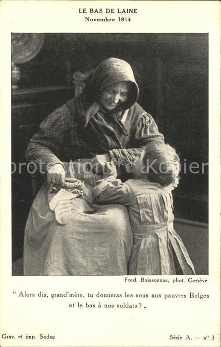 Handarbeit Stricken Woll-Strumpf Bas de Laine Gros