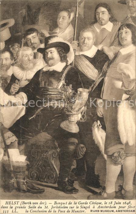 Kuenstlerkarte Bart ban der Helst Banquet de la Garde Civique Grande Salle St. J