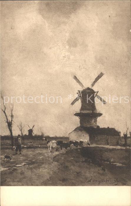 Windmuehle Künstlerkarte J. H. Weissenbrugh