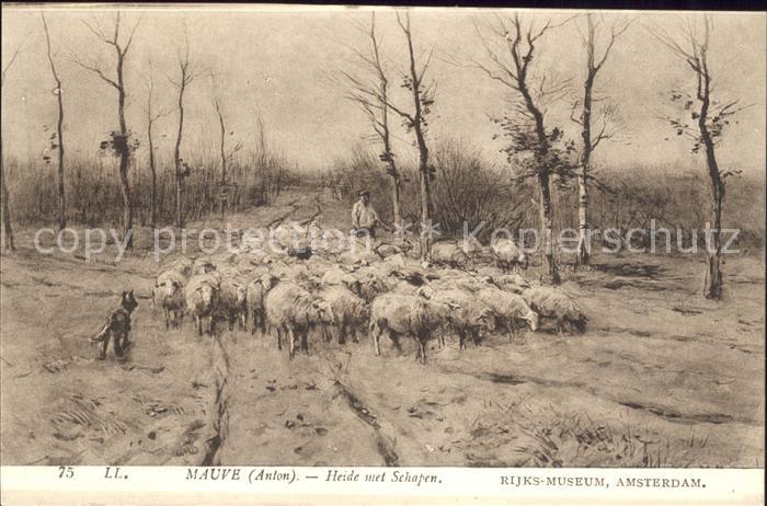 Kuenstlerkarte Anton Mauve Heide met Schapen Nr. 75