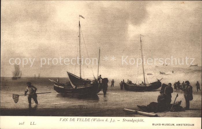 Kuenstlerkarte Willem d. J. van de Velde Strandgezicht