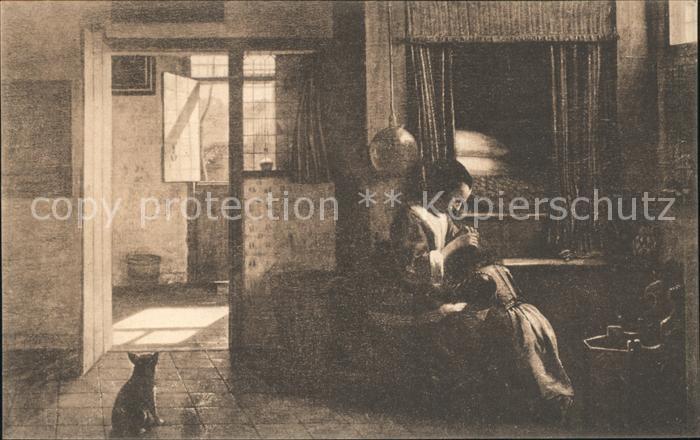 Kuenstlerkarte Pieter de Hooch Binnenhuis Interior