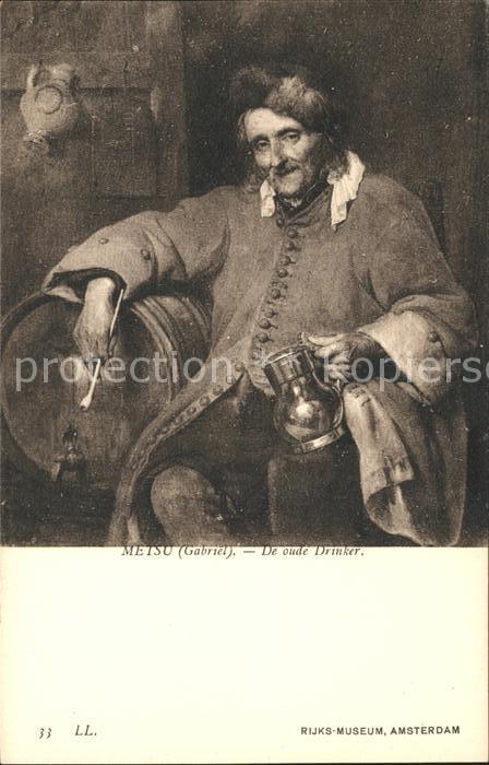 Kuenstlerkarte Gabriel Metsu De oude Drinker Nr. 33