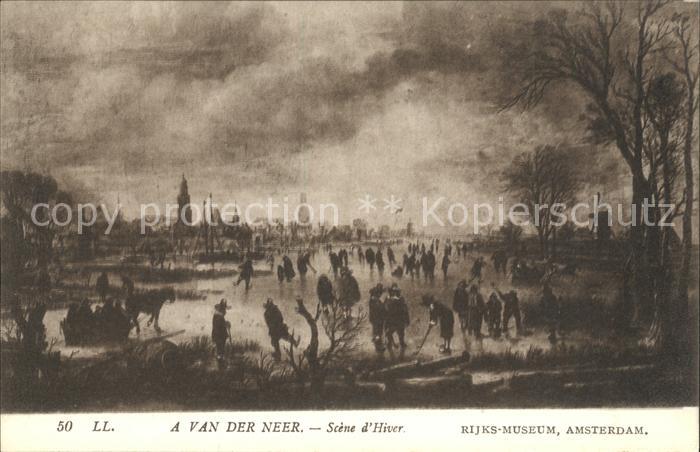 Kuenstlerkarte A. van der Neer Scene d_Hiver Nr. 50