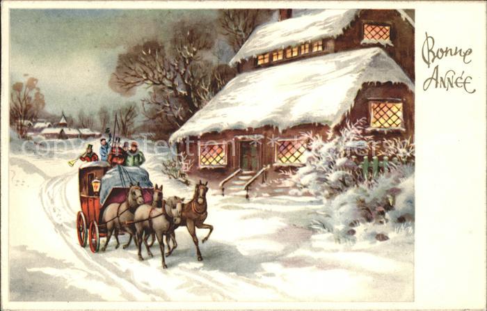 Pferdekutschen Musikanten Neujahr