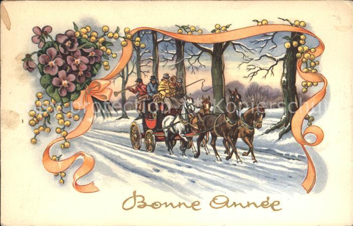 Pferdekutschen Trompete Veilchen Neujahr