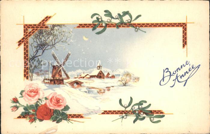Windmuehle Neujahr Rosen Mistel