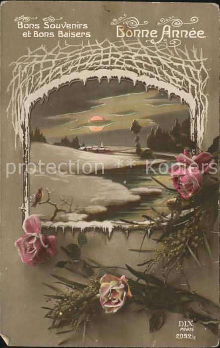 Verlag DIX Paris Nr. 2052/2 Rosen Neujahr