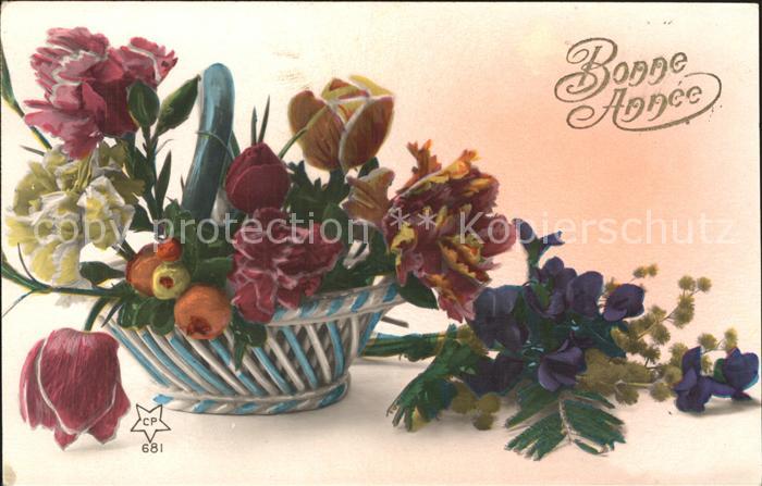 Verlag CP Nr. 681 Tulpen Velchen Nelken Neujahr