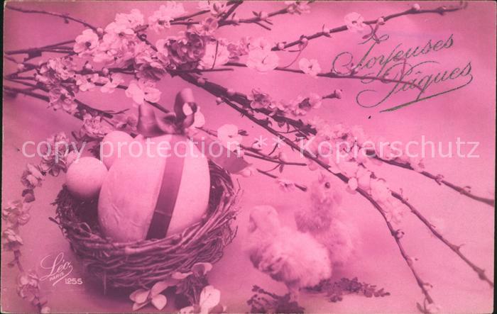 Verlag Leo Nr. 1255 Ostern Kueken Blumen Ostereier