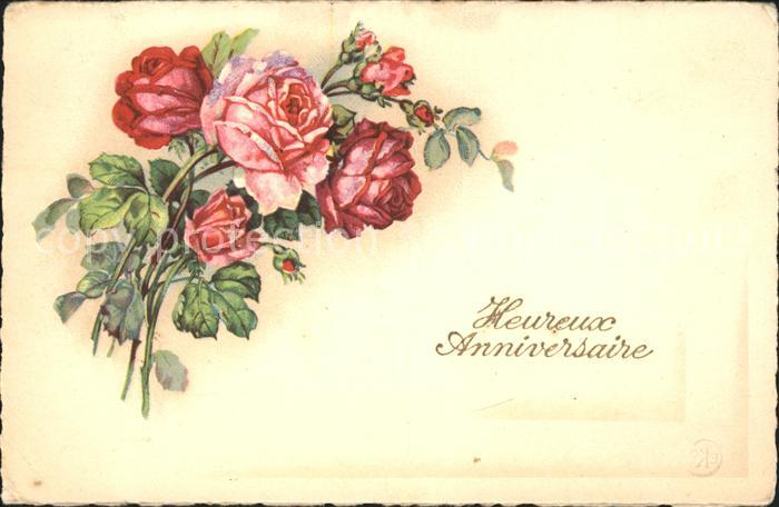 Rosen Glückwunsch Geburtstag Litho
