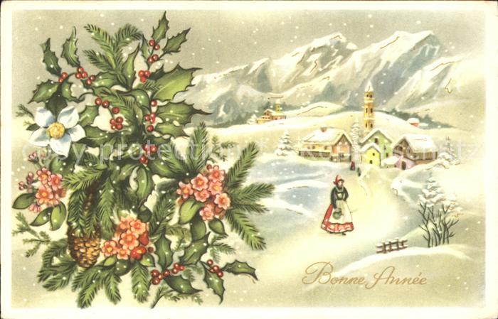 Neujahr Stechpalme Tannenzapfen Christrose