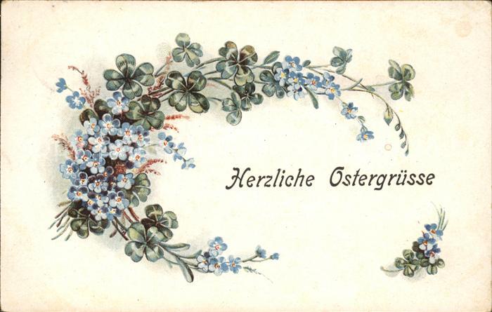 Ostern Easter Paques Vergissmeinnicht Kleeblätter Litho