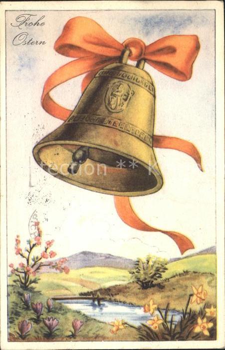 Kirchenglocke Churchbell Cloche Eglise Ostern Schleife Narzissen