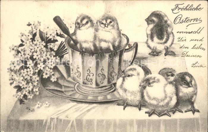 Ostern Easter Paques Kueken Vergissmeinnicht Tasse