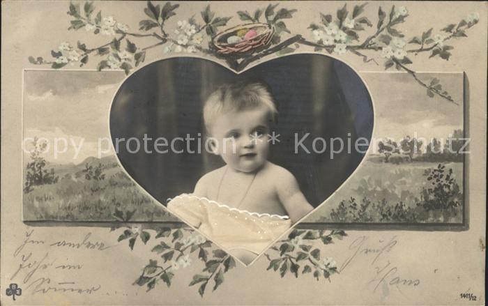 Kinder Child Enfants Herz Vogelnest Blumen Foto-SBW-Nr. 1411