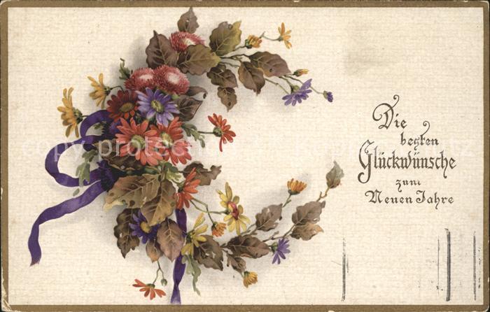 Neujahr Massliebchen Margeriten Litho