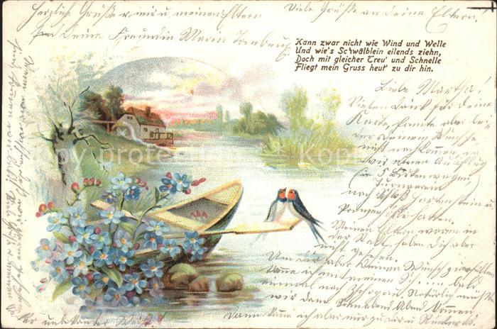Wassermuehle Boot Vergissmeinnicht Schwalben Gedicht