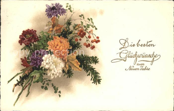 Neujahr Dahlien Litho