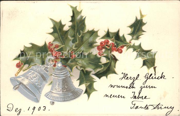 Kirchenglocke Churchbell Cloche Eglise Stechpalme Litho