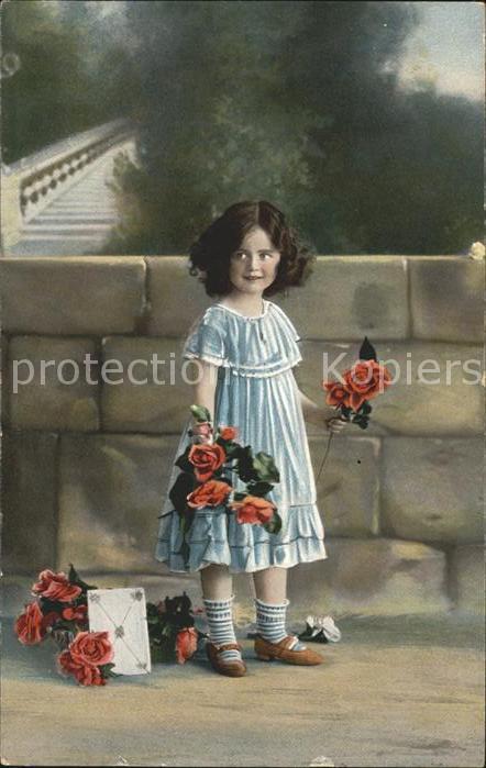 Kinder Child Enfants Maedchen Rosen Brief