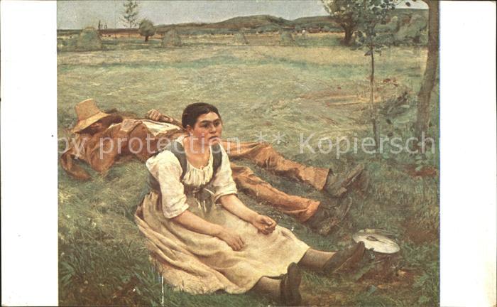 Kuenstlerkarte J. Bastien-Lepage Les folns Nr. 767 Die Mahler Landwirtschaft