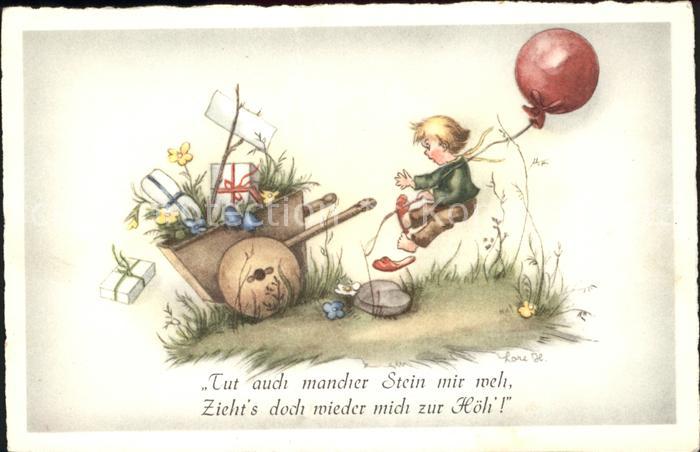 Kinder Child Enfants Luftballon Schubkarre Geschenke Blumen