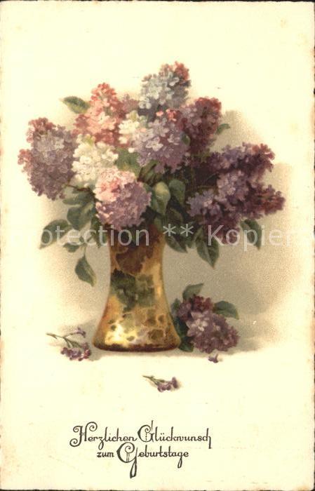 Geburtstag Flieder Vase Litho Verlag-Meissner-und-