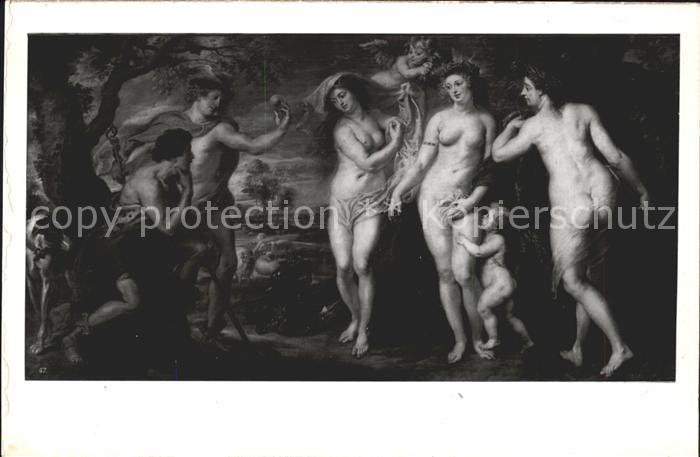 Erotik Künstlerkarte Rubens Juicio de Paris Mu