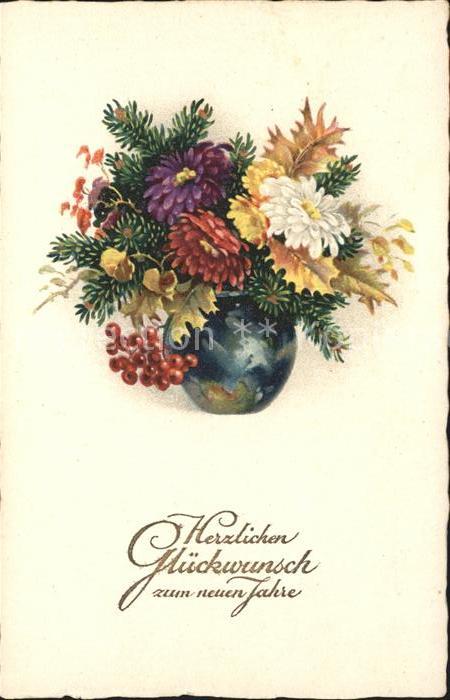 Neujahr Dahlien Vase Litho