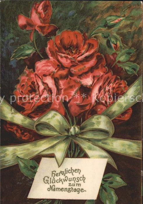 Namenstag Namenskarte Glueckwunsch Rosen