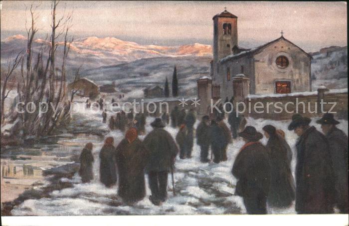 Kuenstlerkarte V. A. Cargnel Mattino di Natale Weihnachtsmorgen