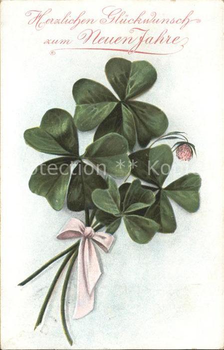 Neujahr Kleeblaetter Kleeblume Schleife