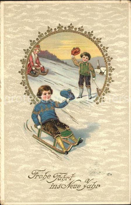 Schlitten Schnee Kinder Neujahr
