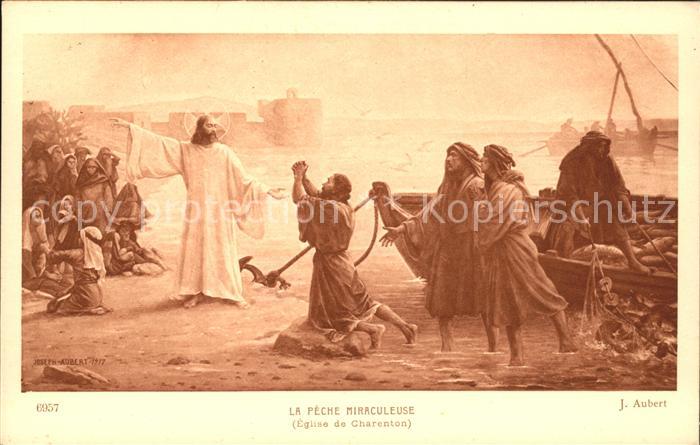 Kuenstlerkarte J. Aubert La Peche Miraculeuse Nr. 6957 Verlag-Salon-de-Paris
