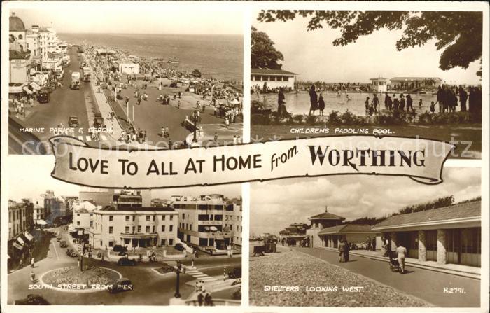 Worthing West Sussex Marine Parade Beach Paddling Pool South Street Shelters