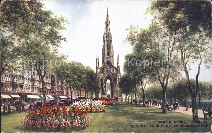 Edinburgh Scotland Princes Street Gardens and Scott Monument Valentines Post Car