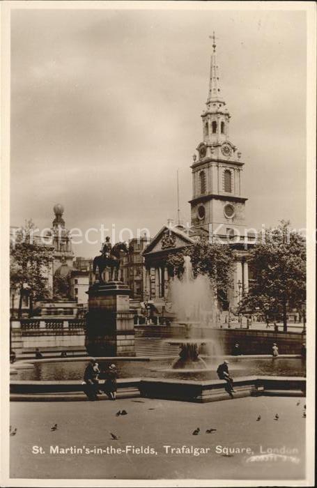 London St Martins in the Field Church Fountain Monument Trafalgar Square