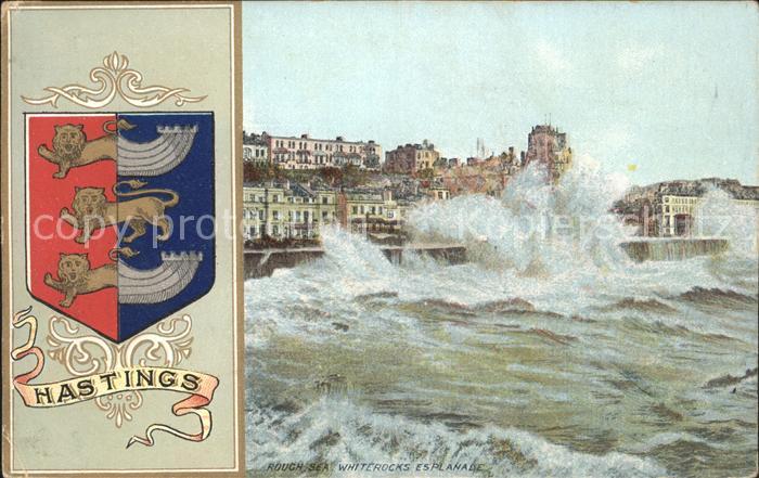 Hastings East Sussex Rough Sea Whiterocks Esplanade Wappen