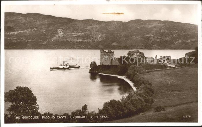 Loch Ness Inverness The Gondolier passing Castle Urquhart Lake