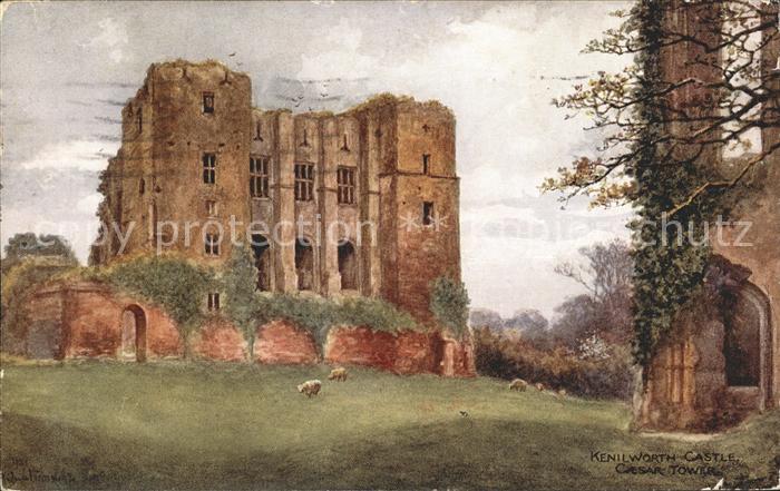 Kenilworth Castle Caesar Tower Water Colour Drawing Quatremain Kuenstlerkarte