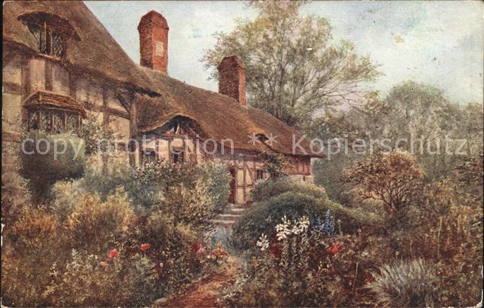 Stratford-on-Avon Anne Hathaway's Cottage Garden Water Colour Drawing Quatremain
