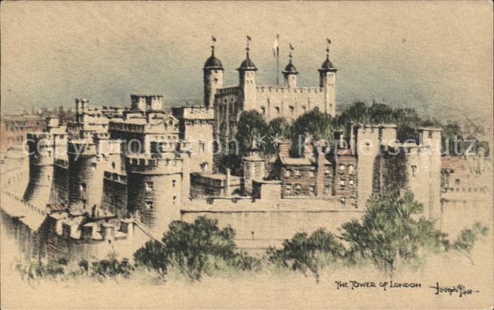 London Tower of London History Colour Crayon Drawing Kuenstlerkarte