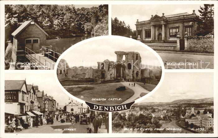 Denbigh Denbighshire Castle Dam High Street Memorial Hall