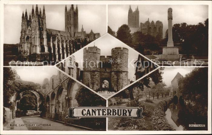 Canterbury Kent Cathedral Ruins Kent County War Memorial West Gate Greyfriars Ex