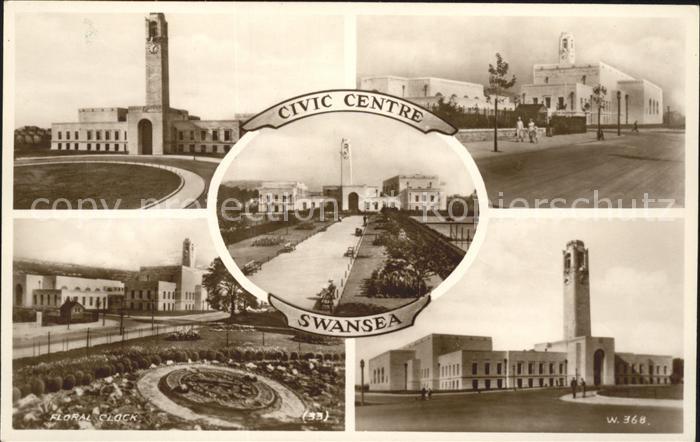 Swansea Civic Centre Floral Clock Valetine's Post Card