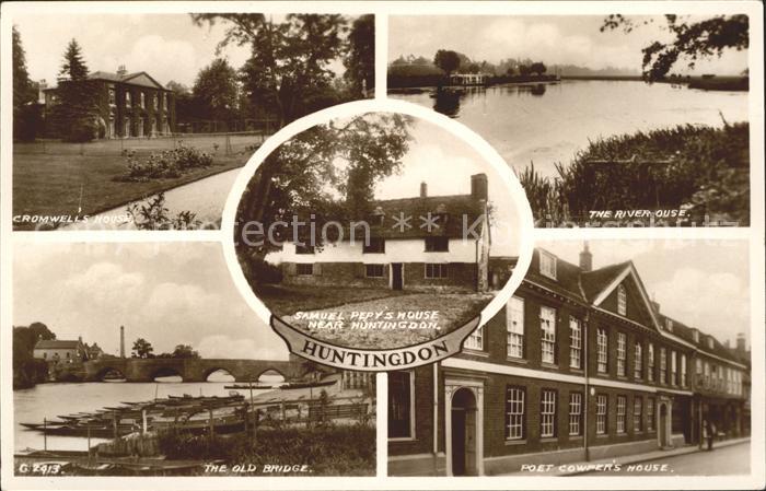 Huntingdon Huntingdonshire Cromwells House River Ouse Old Bridge Poet Cowper Hou