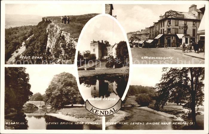 Kendal Castle Scout Scar Stricklandgate Bridge Valentine's Post Card